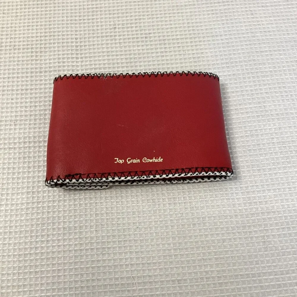 Vintage 1960’s Small Child's Souvenir Red Leather Wallet Top Grain Cowhide